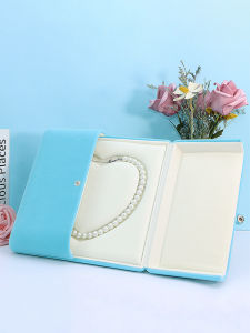 High-End Double-Opening Velvet Pearl Box Necklace Jewelry Box Storage Display Case Mothers Day Gift Set for Mom Business Style