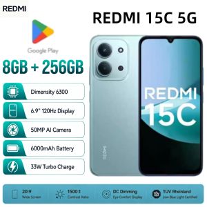 Redmi | Redmi 15C 5G 8GB+256GB Smartphone Dimensity 6300 6.9 120Hz Display 50MP AI Camera 6000mAh Battery 33W Fast Charge