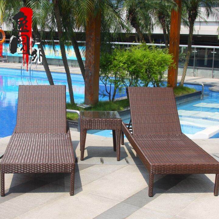 Sun Lounger Leisure Beach Chair Seaside House Swimming Pool Rattan ...