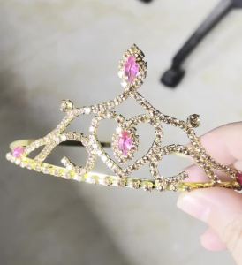 Rhinestone Crystal Gold Color Queen Crown Tiara Bridal Wedding Party Hair Jewelry for Women Girls Princess
