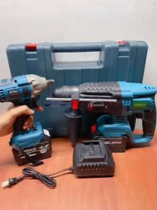 Bộ Combo khoan bê tông máy siết bulong 2 pin H.T.C 15cell không chổi than