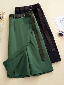 Summer New plus Size High Waist Straight Leg Seven-Foot Skirt Pants Women Fashion Casual Wide Leg A-Line Mini Skirt