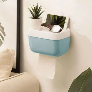 ⚑Wall-Mounted Toilet Paper HolderWaterproof Bathroom Tissue Box with Storage CompartmentAdhesive Roll Holder for Toilet