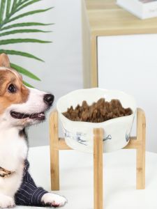 Dog Bowl Ceramic Cervical Spine Protection Large Size Dog Food Bowl Large Dog Tableware Drinking Bowl Cat Bowl Shelf Dog Food Bowl Cat Dining Table