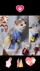 ⭐Migo Design 110⭐ Couple Hanbok Korea Baju Kucing/ Anjing Tradisional / Pakaian AnaBul   Hewan Peliharaan Jantan Betina / Pet Costume Clothes Kostum