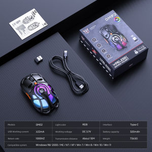 Onikuma | ONIKUMA DM02 Wireless Hollow Shell Gaming Mouse Bluetooth 2.4G Wired RGB Lightweight 1000Hz Polling Type C for PC Laptop Gamer