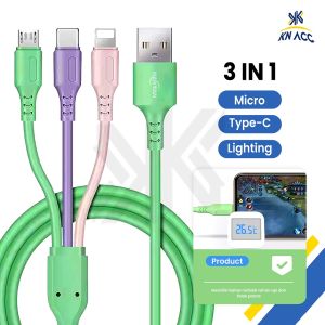 [KN ACC] KABEL DATA FAST CHARGING KABEL CHARGER 3IN1 MACARON REAL 2A
