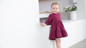 Váy Cotton Dài Tay Cho Bé Gái Tập Đi Màu Trơn Phong Cách Châu Âu Bộ Áo Liền Quần Trẻ Em Dài Đến Đầu Gối Váy Chữ A Dành Cho Lứa Tuổi 1-3