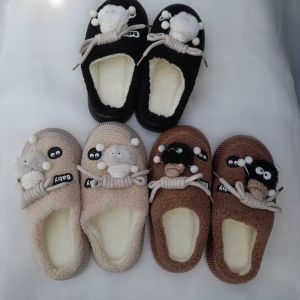 Dép bông đi trong nhà mẫu than bánh dép lông ấm áp dành cho mùa thu đông