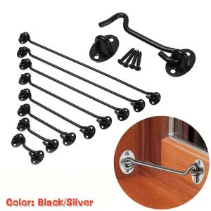 Door/Window Stainless Steel Heavy Duty Privacy Hook and Eye with Screw 3-10 Inch Gate Latch Barn Door Easy Lock Window Wind Hook