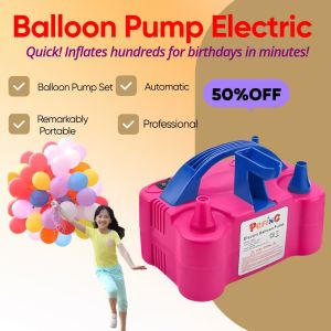 Portable 600W Electric Balloon Pump Dual Nozzle Fast Air Inflator Blower with Tying Tools for Event & Party Decorations
