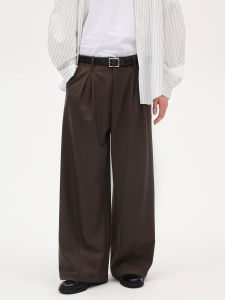 Carperm Casual Straight Leg Pants High Color Fastness Loose Fit Drapey Style Vintage Pleated Leisure West Pants for Teens