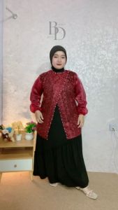 Outer Cardigan Tunik Brukat Jumbo LD 120 Brokat Organza Full Payet Kondangan Baju Raya Wisuda