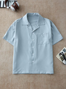 OUMULONG | Anti-Wrinkle Draping Ice Silk Short Sleeve Shirt For Summer Cleanfit