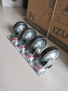 Paket roda 3in karet hitam 4 pcs HIDUP Roda troli set 4pcs 3" hidup semua