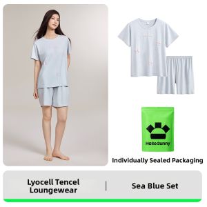 Hello Sunny | Womens Breathable Soft Loose Summer Short Sleeve Wearable Pajamas