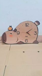 Đồng Hồ Capybara Ngộ nghĩnhSáng TạoTreo Tường CẮT 3D Hình Chuột Béo CAPY Được Tích Hợp Đèn Led.