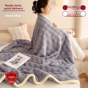 KAMONI | Rabbit Fur Corrugated Flannel Blanket Thicker Office Nap Blanket Sofa Cover