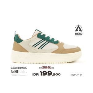 Aerostreet 37-44 Oxford Natural Hijau Tua Moka - Sepatu Sneakers