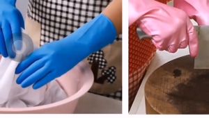 Sarung Tangan Cuci Pinggan 4 Pair (Getah Latex) / Household Rubber Gloves Waterproof / Kitchen Cleaning Long Sleeve / 洗碗手套