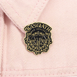 Basgiath War College Fourth Wing Enamel Pin Fantasy Reader Black Dragons Brooch Lapel Badge Jewelry Gift For Bookworm Friends 