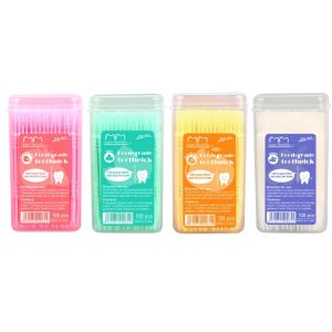 100pcs/box Portable Fruit-flavored Toothpicks Dual-headed Disposable Interdental Brushes Teeth Picking Dental Floss Oral Clean