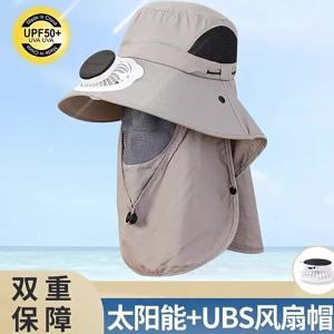 JIFANPAUL | Mũ Bảo Vệ Chống Nắng Có Kính Che Mặt và Andnh Rộng Sạc Năng Lượng Mặt Trời