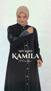 Kamila Abaya Jetblack Woolpeach - Dress Hitam Wanita Cantik