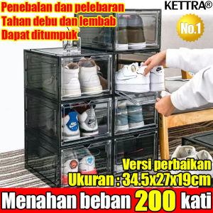 COD KETTTRA Kotak Sepatu Transparan 19*35*27cm Menyimpan sepatu ukuran 48 Plastik Dapat menanggung120kg keras yang menebal Multifungsi Dapat ditumpuk secara bebas Box Sepatu Rak Kotak penyimpan Sepatu Rak Sepatu Lipat Transparan(KotakSepatu Serbaguna)