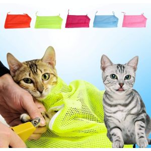 Cat Grooming Bag Mesh Wash Carrier for Bathing Nail Trimming Anti Scratching Restraint System Secure Stress Free Pet Care