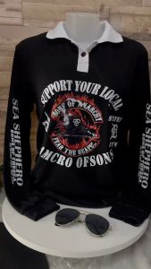 เสื้อยืดโปโล แขนยาว คอปกกระดุม ทรงหลวม แฟชั่นสําหรับผู้ชาย