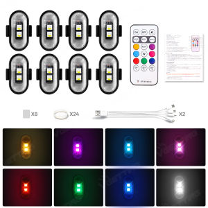 USB Rechargeable LED Strobe Lights 4/8PCS Flashing Warning Lamp For Motorcycle Bike Drone RC Airplane Helicopter Indicator Light