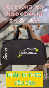 Túi trống du lịch thể thao TROY HUNTER có ngăn đựng giày họa tiết logo pickleball cầu lông size 45cm