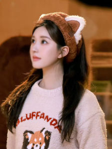 Zhaolu Cute Panda Hair Ties Womens Special Anti-Slip Cat Ear Hair Bands for Face Washing Makeup And Masking Celebrity Style