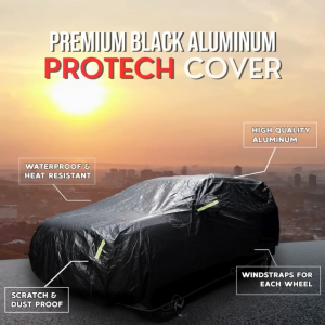 Mitsubishi Mirage Hatchback Protech Lab - Premium 3-Layered All Weather BLACK Aluminum Car Cover