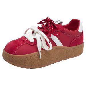 Josiny | Red Womens Thick Sole Leisure Sneakers