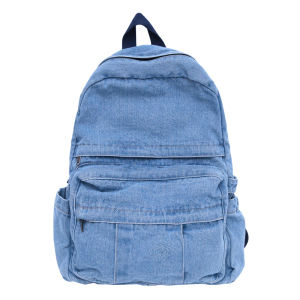 New Arrival Minimalist Retro Japanese Denim Schoolbag Female Middle School Student Large Capacity Pure Color All-Matching Backpack Male Backpack