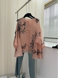 Exquisite Handmade Beaded Silk Jacket Luxury Embroidery Thickened Womens Outerwear Artistic Treasure Straight Cut Button Detail