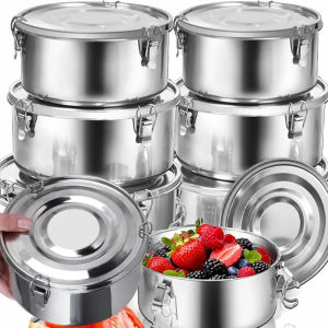 Dizoey Stainless Steel Round Lunch Box Multipurpose Portable Bento Boxes With Lid Food Storage Container Camping Picnic bowl Container