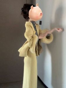 New Chinese Style Fashion Set Retro High-End Woolen Coat And Half Skirt Two-Piece Set Stylish And Trendy Bodycon Mini Dress