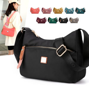 【Colorful Fox】waterproof nylon shoulder sling bag for women ladys crossbody bag half-moon bag multi-pocket design
