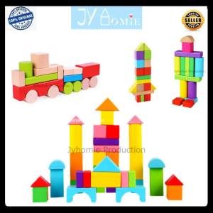 Wooden Block Toys Building Block Big Block 40 pieces Shape Blocks Building Blocks Color Block Montessori Toys Kids Toy Mainan Blok Mainan Kanak Kanak