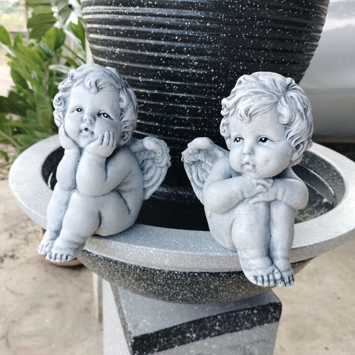 ตุ๊กตาปูนปั้นกามเทพน้อยสไตล์วินเทจแต่งสวน