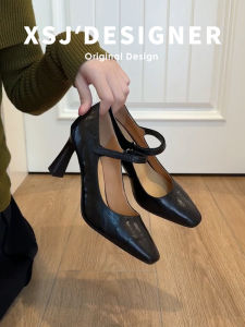 LIQIXIEFANG | Genuine Leather Elegant Womens Shoes Square Toe Vintage Mary Jane Pumps