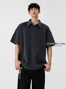 NANSHI | Ear of Wheat Jacquard Mens Polo T-Shirt Casual