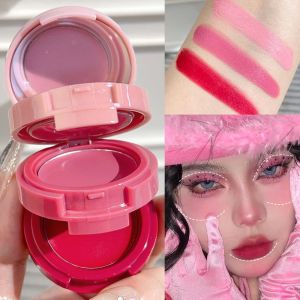 HANDAIYAN Strawberry Cheek & Lip Blush Cream Mousse Texture 3 IN 1 Tinted Mositure Velvet Matte Blush Palette Peach Red Face Pigment