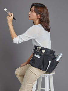 Rownyeon Professional Makeup Artist Fanny Pack Portable Multi-Function Cosmetic Storage Bag Pure Color Fabric Material