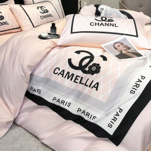 Luxurious Double-Sided Ice Silk Bedding Set Four-Piece Suite Smooth Breathable Sheets Duvet Cover Dust Protector for Summer