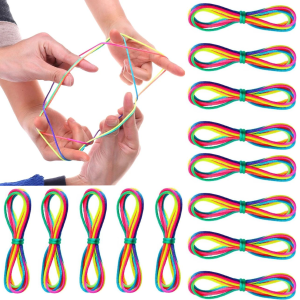 Chinese Popular Games Rainbow Color Rope Finger Classic Rope Thread Toys Puzzle Games Create Toy Supplies