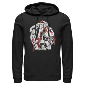 The Mens Black Hoodie A Logo Is Printed with The Design of Iron Man Captain America: Thors Team A Superhero Pullover